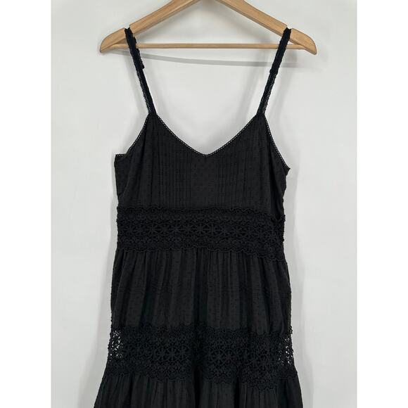 Anthropologie Love The Label Maxi Dress V-Neck Eyelet Lace Tiered Swiss Dot - Picture 3 of 11